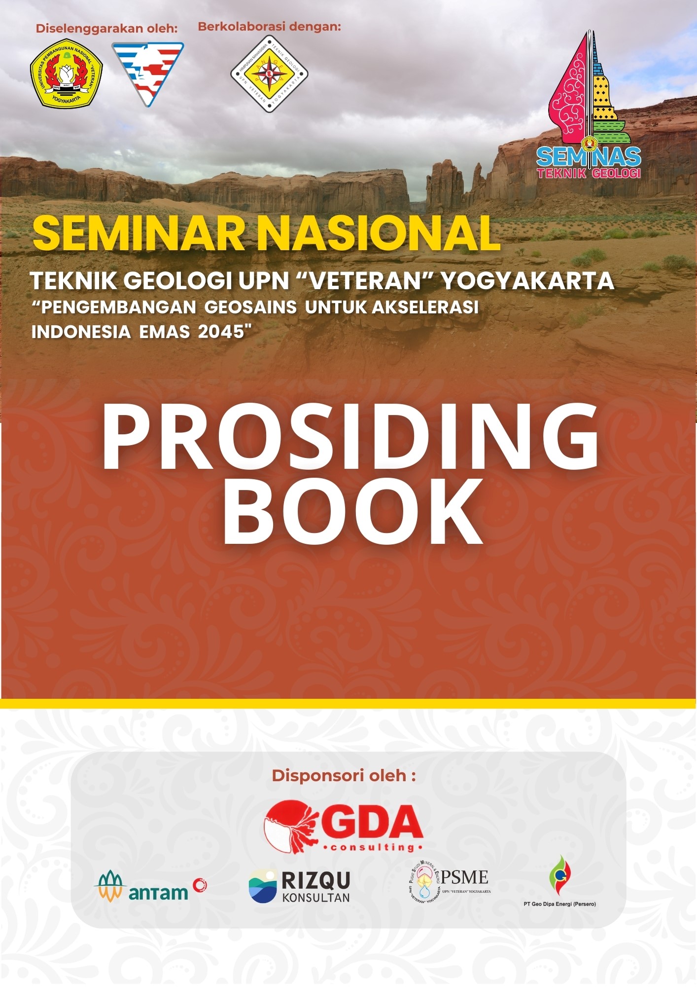 Cover Buku Prosiding Seminar Nasional Teknik Geologi UPN Veteran Yogyakarta Pengembangan Geosains Untuk Akselerasi Indonesia Emas 2045